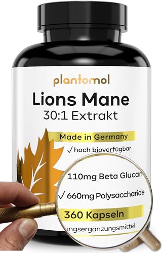 Hericium plantomol 4 MONATE VORRAT: 360 Lions Mane Kapseln