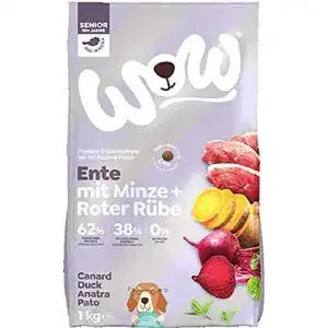 Hundefutter senior wow trockenfutter senior mit ente 6x 1kg