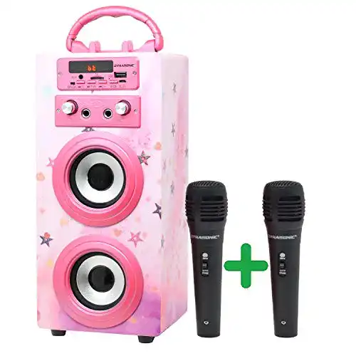 DYNASONIC Karaoke-Anlage für Kinder mit tragbarem Mikrofon