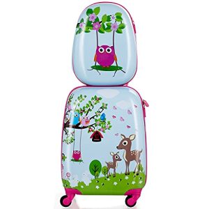 Kindertrolley COSTWAY 2tlg Kinderkoffer + Rucksack, Kunststoff