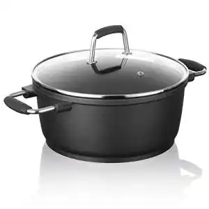 Kochtopf 20 cm bratoni aluminiumguss mit deckel aus glas 25l