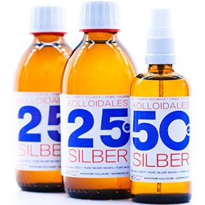 Kolloidales Silber PureSilverH2O 600ml 25ppm 2 * 250ml & Spray 50ppm