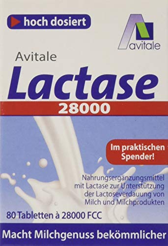 Laktase-Tabletten Avitale Lactase 28.000 FCC, 80 Tabletten