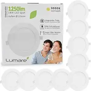 Led einbaustrahler lumare extraflache led einbauleuchte ip44