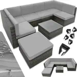 Lounge moebel set tectake xxl polyrattan lounge gartenmoebel set