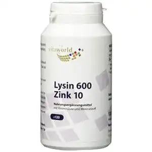 Lysin vita world vitaworld 600 mg plus zink 10 mg 502 mg