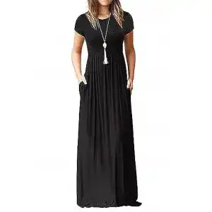 Maxikleid auselily damen kurzarm loose casual long maxi kleider