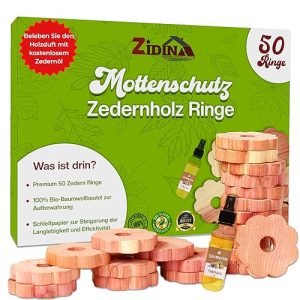 Mottenschutz Zidina für Kleiderschrank, 50x Premium Bio Mittel