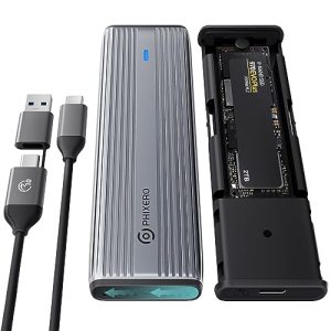 NVMe-USB-Adapter PHIXERO NVMe SATA Gehäuse, M.2 NVME Gehäuse