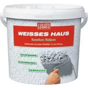 Rollputz lugato weisses haus kunstharz koernung 05 mm 20 kg