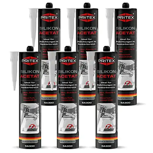 Sanitärsilikon von PRITEX Transparentes 6x 300 ml Silikon für Abdichtungen
