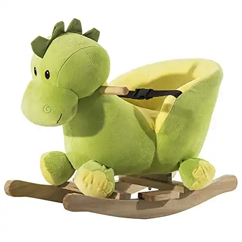 HOMCOM Schaukelpferd für Kinder in Grün, 60 x 33 x 45 cm