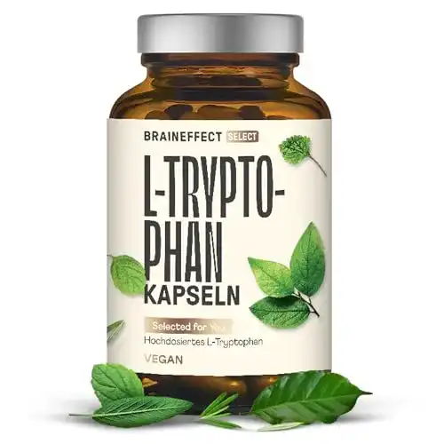 Schlafmittel L-Tryptophan 500mg Kapseln vegan im Braunglas