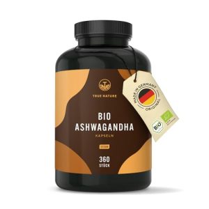 Schlafmittel TRUE NATURE Bio Ashwagandha, 360 Kapseln