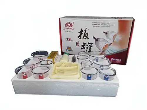 Schröpfglas Massage Set mit 12 Schröpfgläsern und Vakuumpumpe