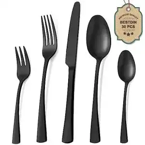 Schwarzes besteck bestdin besteck set 6 personen 30 teilig edelstahl