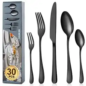 Schwarzes besteck bewos besteck set fuer 6 personen 30 teilig