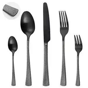Schwarzes besteck holihigh 30 teilig besteck set 6 personen besteck