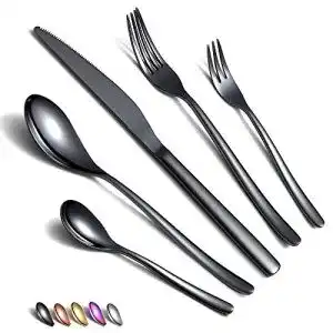 Schwarzes besteck homquen set 30 stueck set aus edelstahl schwarz