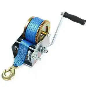 Seilwinde freetec hand mit blau polyester seilzug bergungswinde