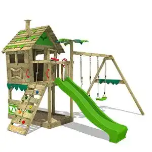 Spielturm fatmoose klettergeruest junglejumbo joy mit schaukel