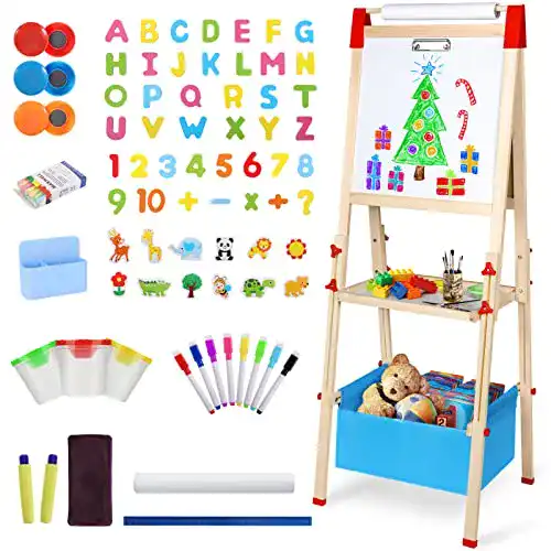 Höhenverstellbare Kinderstaffelei mit Tafel und Whiteboard