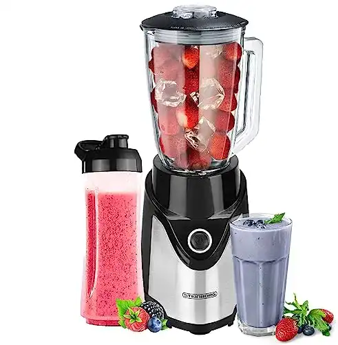 Standmixer mit Glasgefäß und 6-Fach Metallmesser für Smoothies