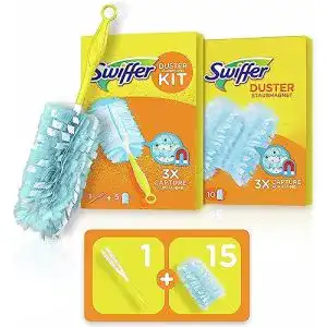 Staubwedel swiffer staubmagnet handgriff 15 tuecher
