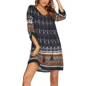 Strandkleid beyove damen bohemian tunika kleid tunikakleider vintage