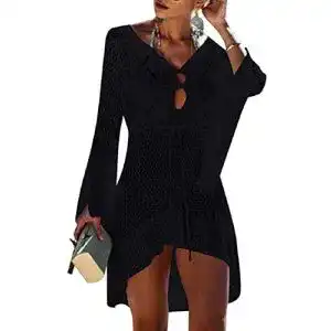 Strandkleid tuopuda damen gestrickte crochet bikini cover up sommer