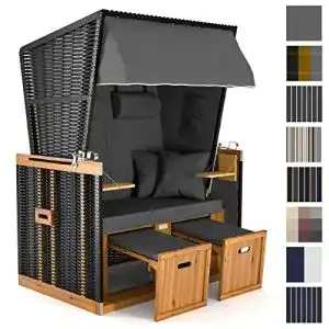 Strandkorb sanzaro xl120 cm deluxe zweisitzer holz poly rattan