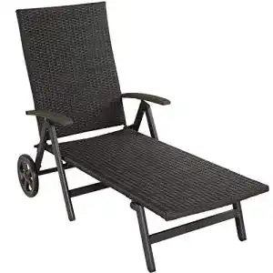 Strandliege mit rollen tectake 800722 aluminium poly rattan