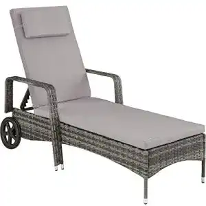 Strandliege mit rollen tectake poly rattan gartenliege mit rollen