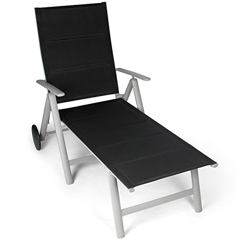 Beach lounger with wheels Vanage sun lounger foldable aluminum