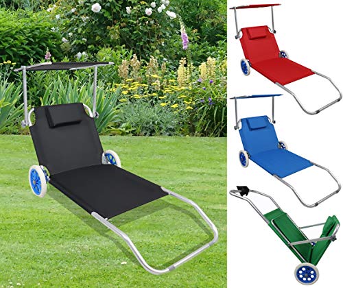 Beach lounger with wheels VCM garden lounger sun lounger deck chair foldable