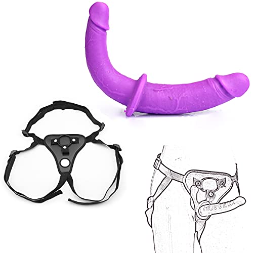 Strapon BDSMAGE Lesben Doppeldildo mit Leder Gurte Penis Hose,Strap