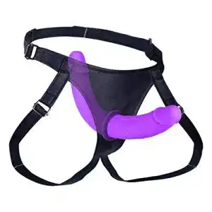 Strapon titigerella strap on doppeldildo groesse l mit leder gurte