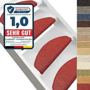 Stufenmatten floordirekt sisal rot innen 15 stueck halbrund