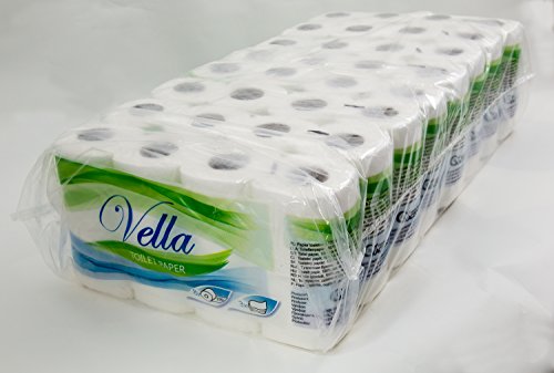 Toilettenpapier VELLA 64 Rollen, 3-lagig, Zellstoff weiß, 150 Blatt