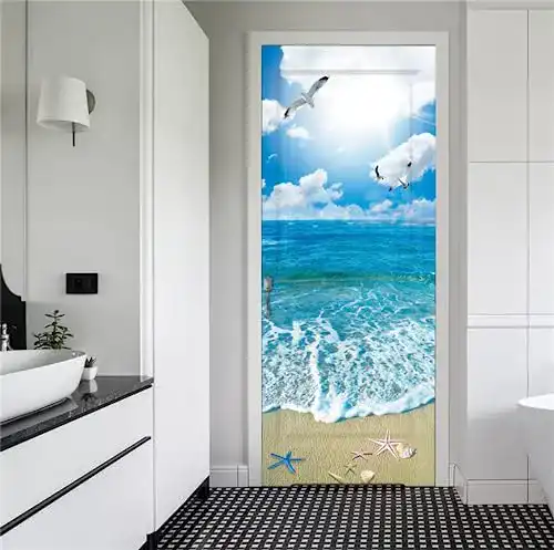 문 벽지 FLFK 3D Sunshine Ocean Beach 벽화 2024