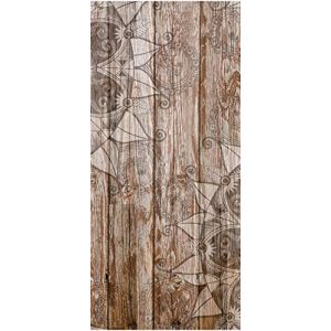 Türtapete wandmotiv24 Holzwand mit Mandalas 80 x 200cm