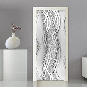 Türtapete ZZDXL Selbstklebend 3D 77X200 Weißsilberne Tür