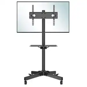 Tv staender bontec tv staender rollbar tv rollwagen mit tablett