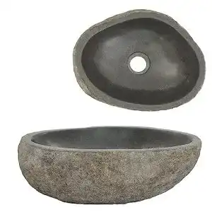 Waschbecken vidaxl flussstein naturstein 29 38cm aufsatz