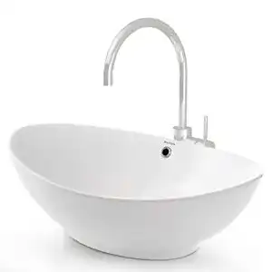 Waschbecken vilstein keramik 60cm oval weiss mit ueberlauf