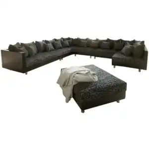 Wohnlandschaft delife couch clovis xxl schwarz mit hocker