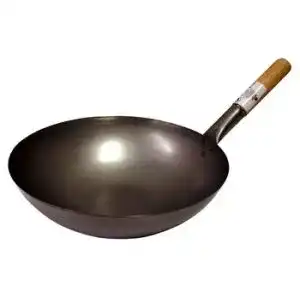 Wok kk jade temple der runde mit holzgriff eisenpfanne