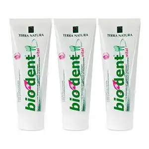 Biodent Zahnpasta ohne Fluorid 3er Pack mit Stevia, 75ml