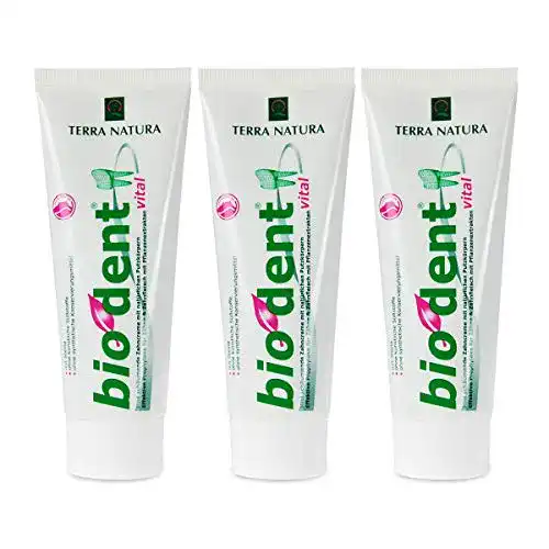 Biodent Zahnpasta ohne Fluorid 3er Pack mit Stevia, 75ml