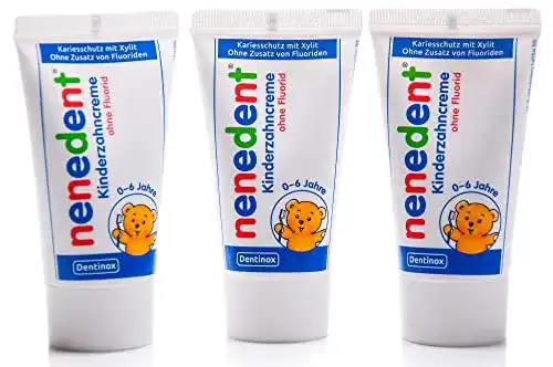 Nenedent Kinder Zahnpasta ohne Fluorid, 3 x 50 ml
